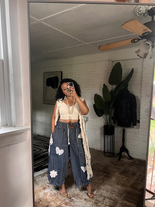 Casual Crochet Denim Pants