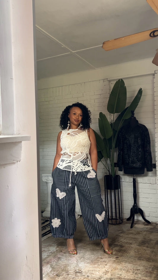 Casual Crochet Denim Pants